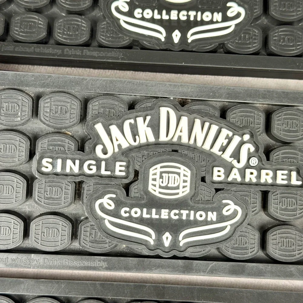Jack Daniels Single Barrel Collection Rubber Bar Spill Mats Lot of 3 Black White